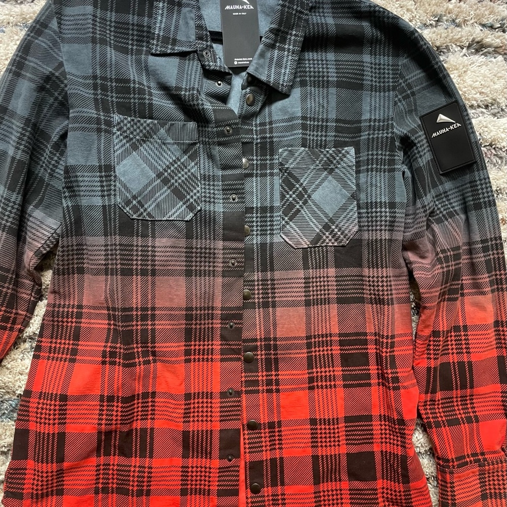 AllSaints Red and Black Plaid Shirt